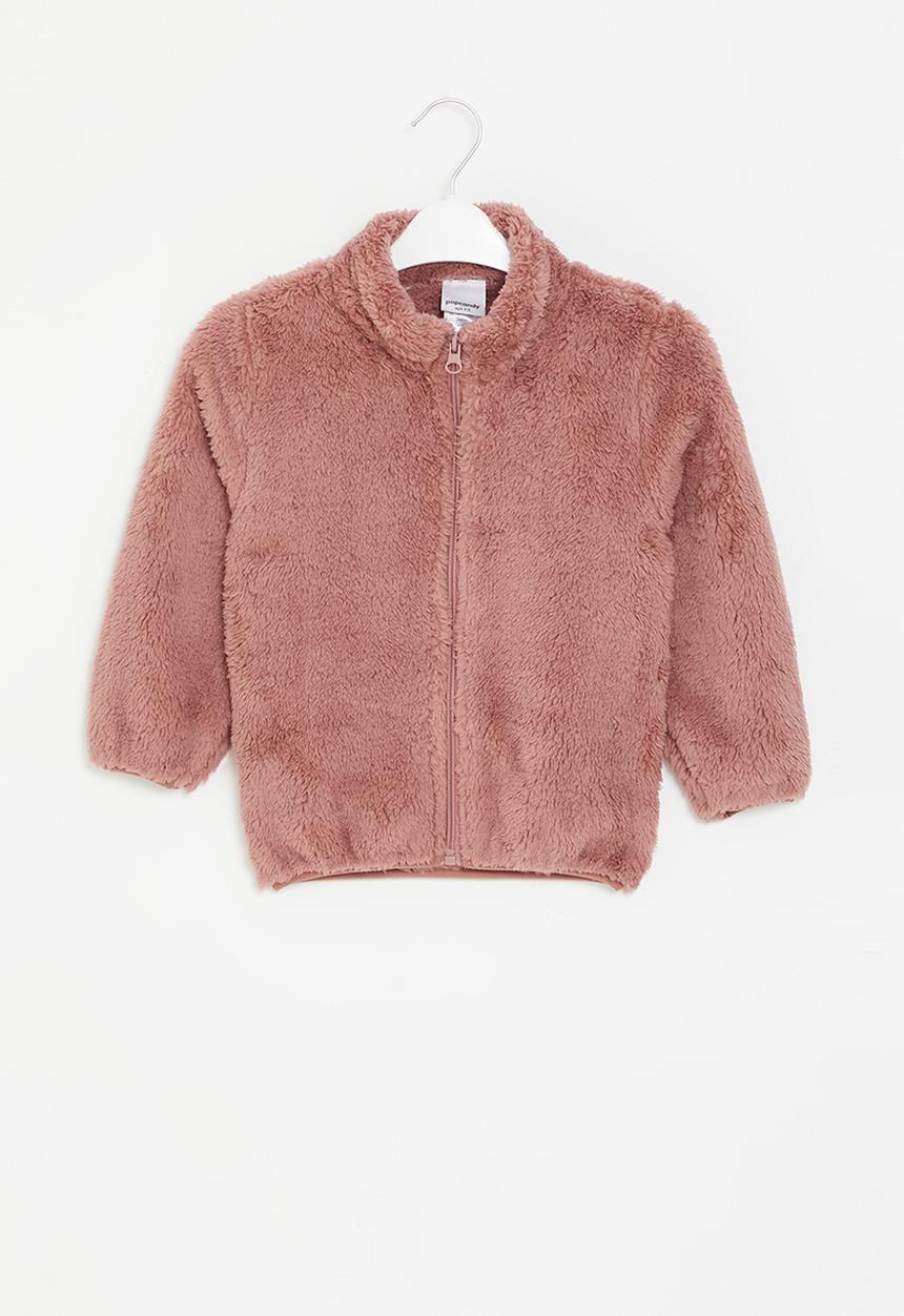 Pop Candy - Girls fluffy zip through jacket - pink