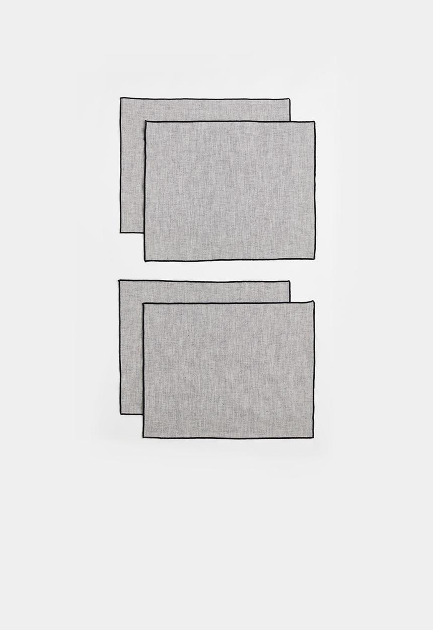 H&M - 4-pack linen-blend place mats - grey/multi