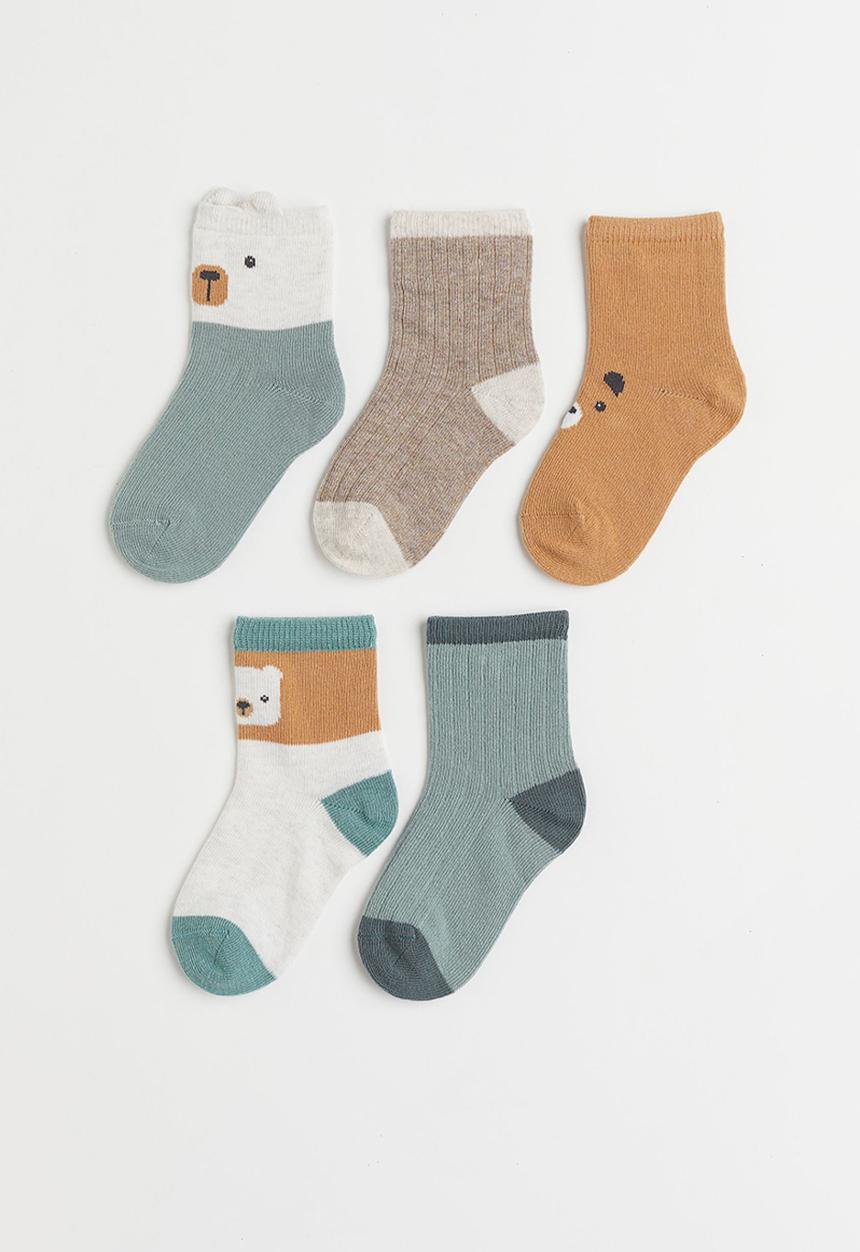 H&M - 5-Pack socks - sage green/bears