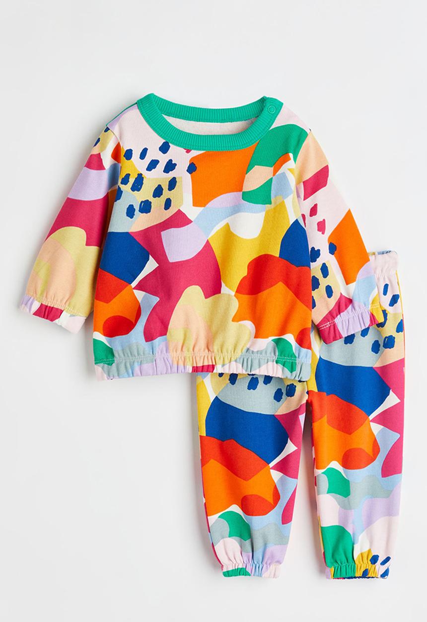 H&M - 2-Piece printed sweatshirt set - white/patterned