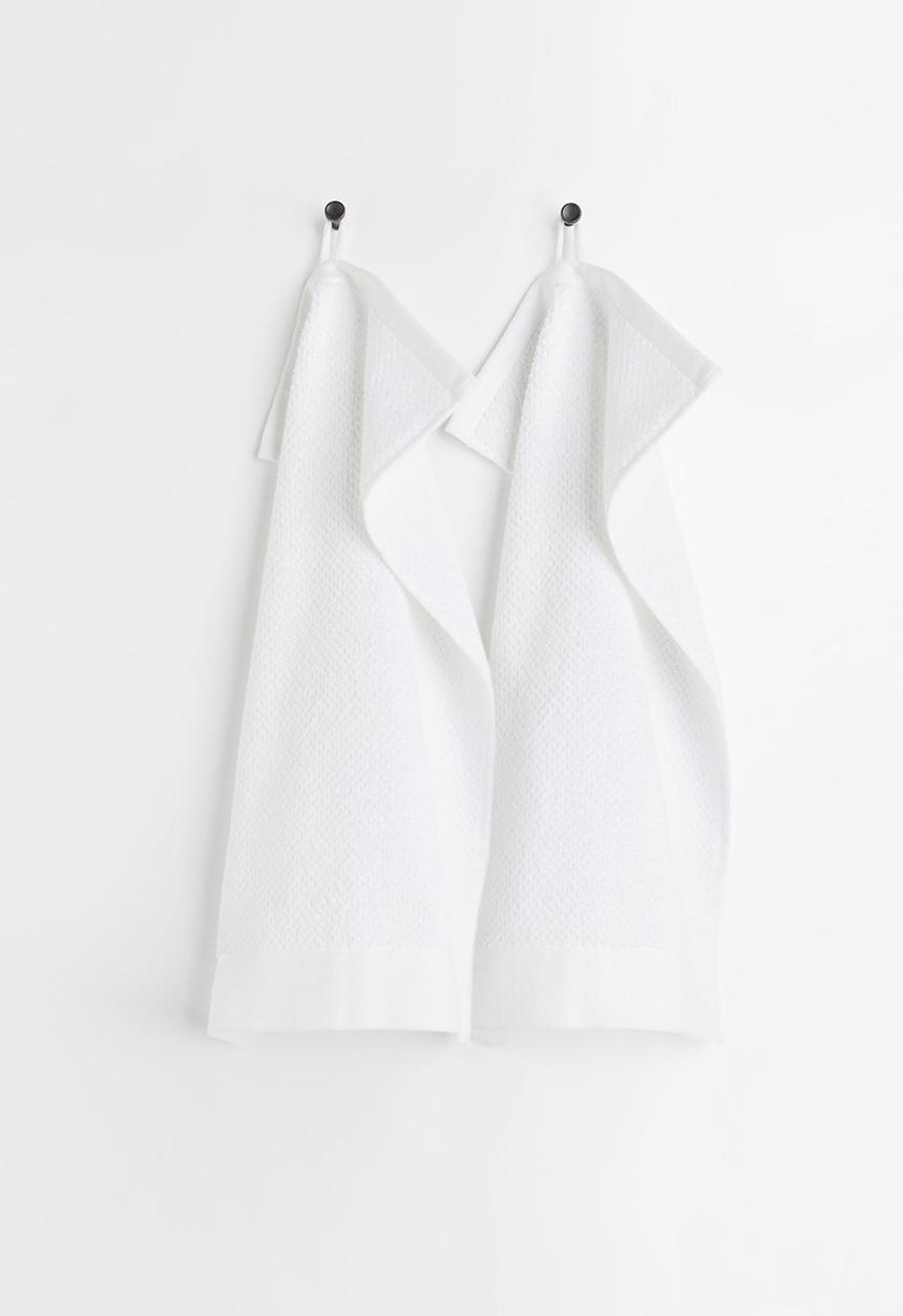 H&M - 2-pack cotton terry guest towels - white