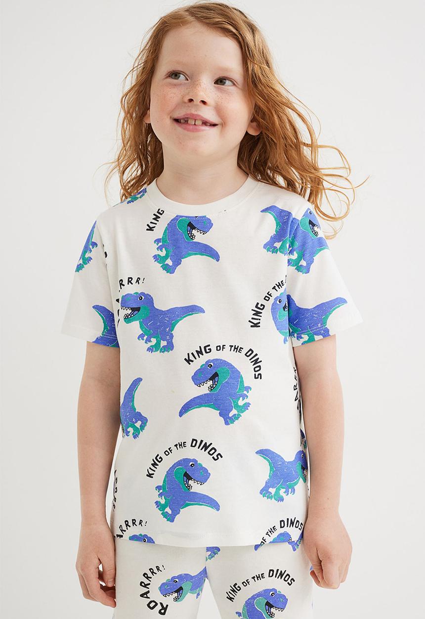 H&M - Cotton T-shirt - natural white/dinosaurs