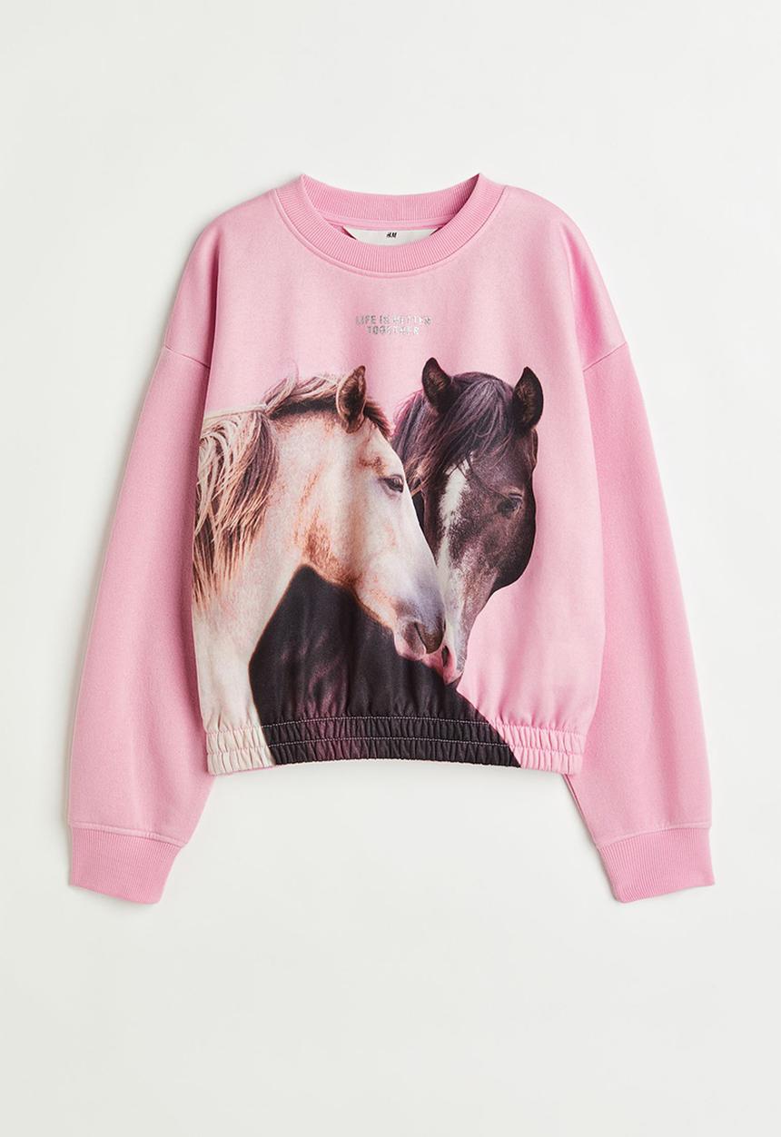H&M - Printed sweatshirt - light pink/horses