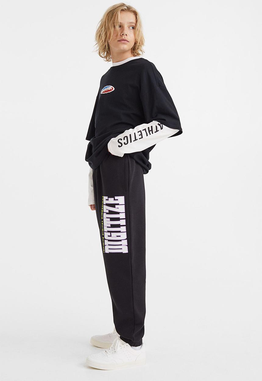 H&M - Wide joggers - black/digitize