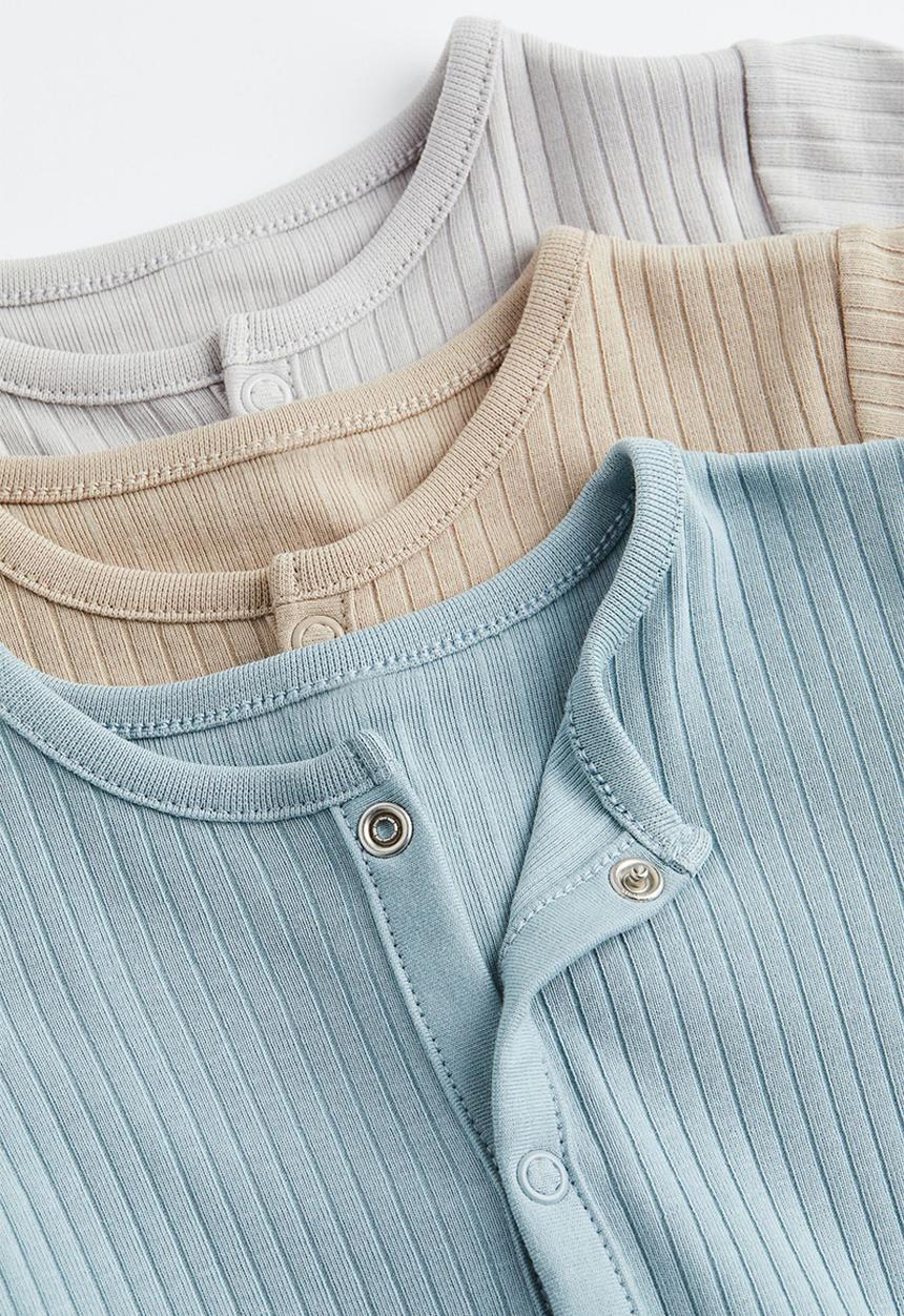 H&M - 3-Pack ribbed cotton pyjamas - multi