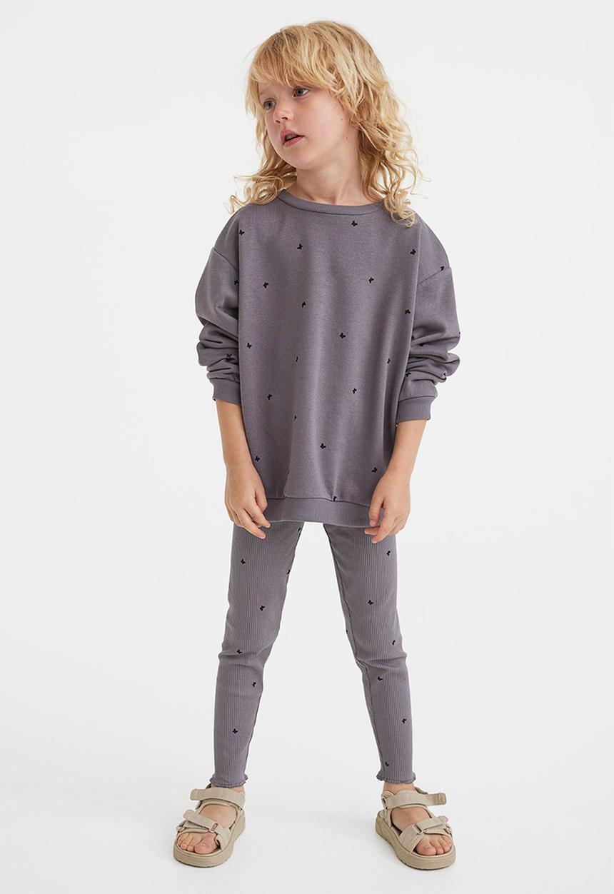 H&M - 2 Piece top and leggings set - dark grey/butterflies
