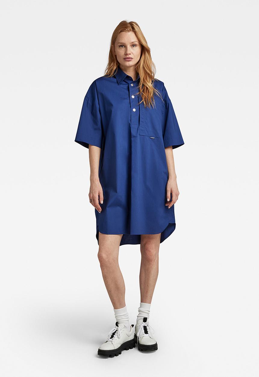 G-STAR - Shirt dress 2.0 short sleeve - ballpen blue