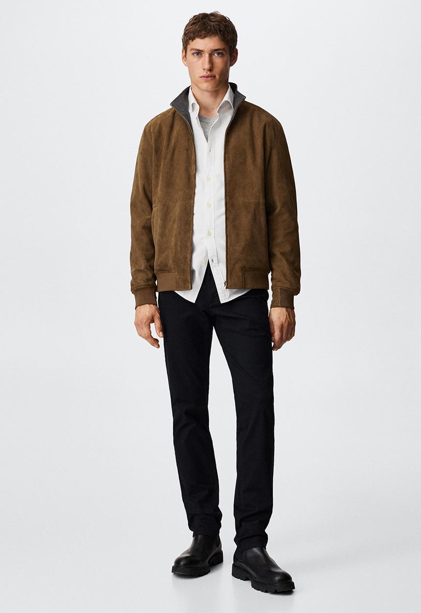 MANGO - Mir reversible leather jacket - medium brown