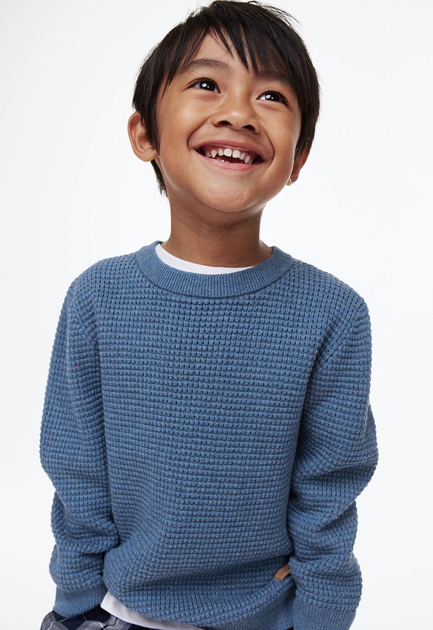 H&M - Waffle-knit cotton jumper - blue marl 