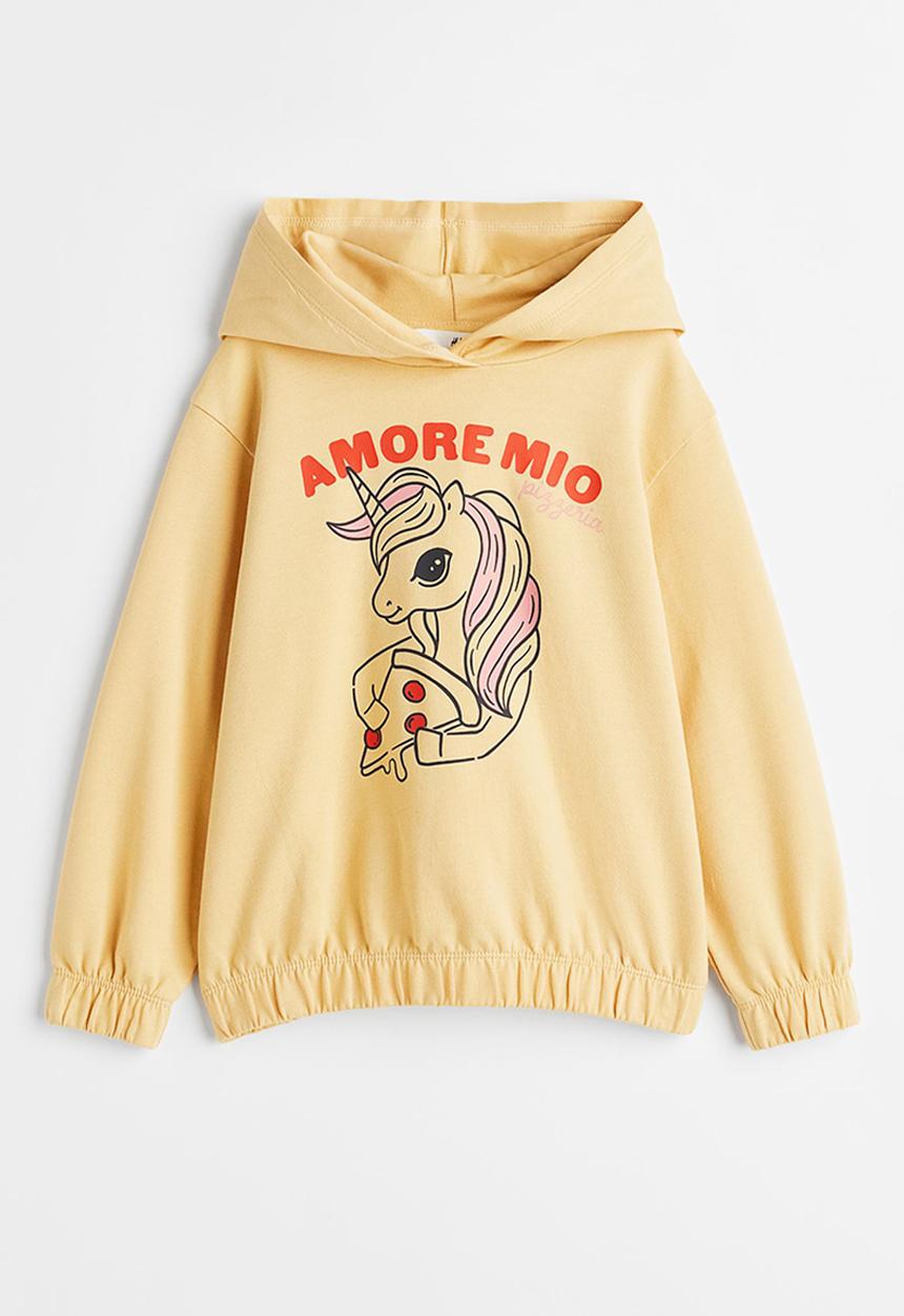 H&M - Printed hoodie - yellow/unicorn