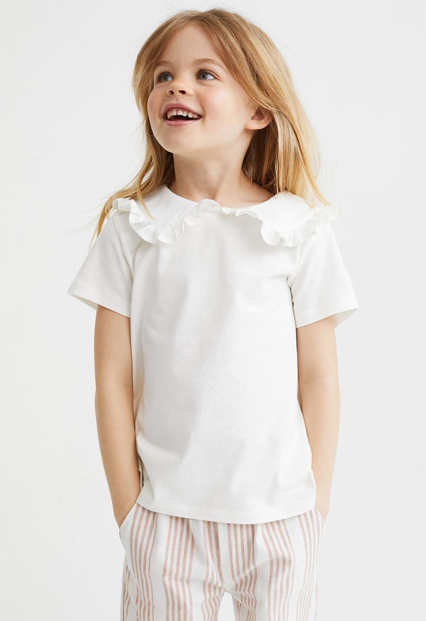 H&M - Collared T-shirt - natural white