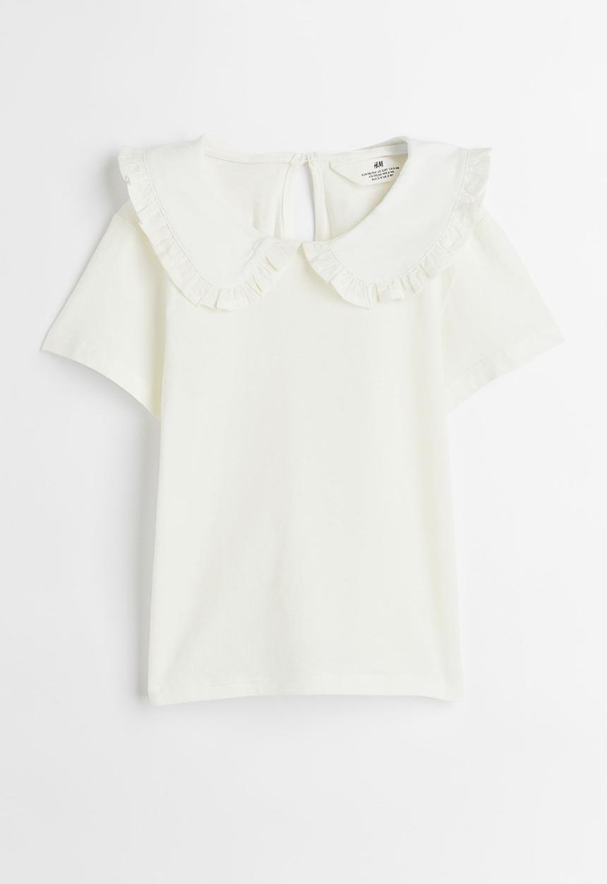 H&M - Collared T-shirt - natural white