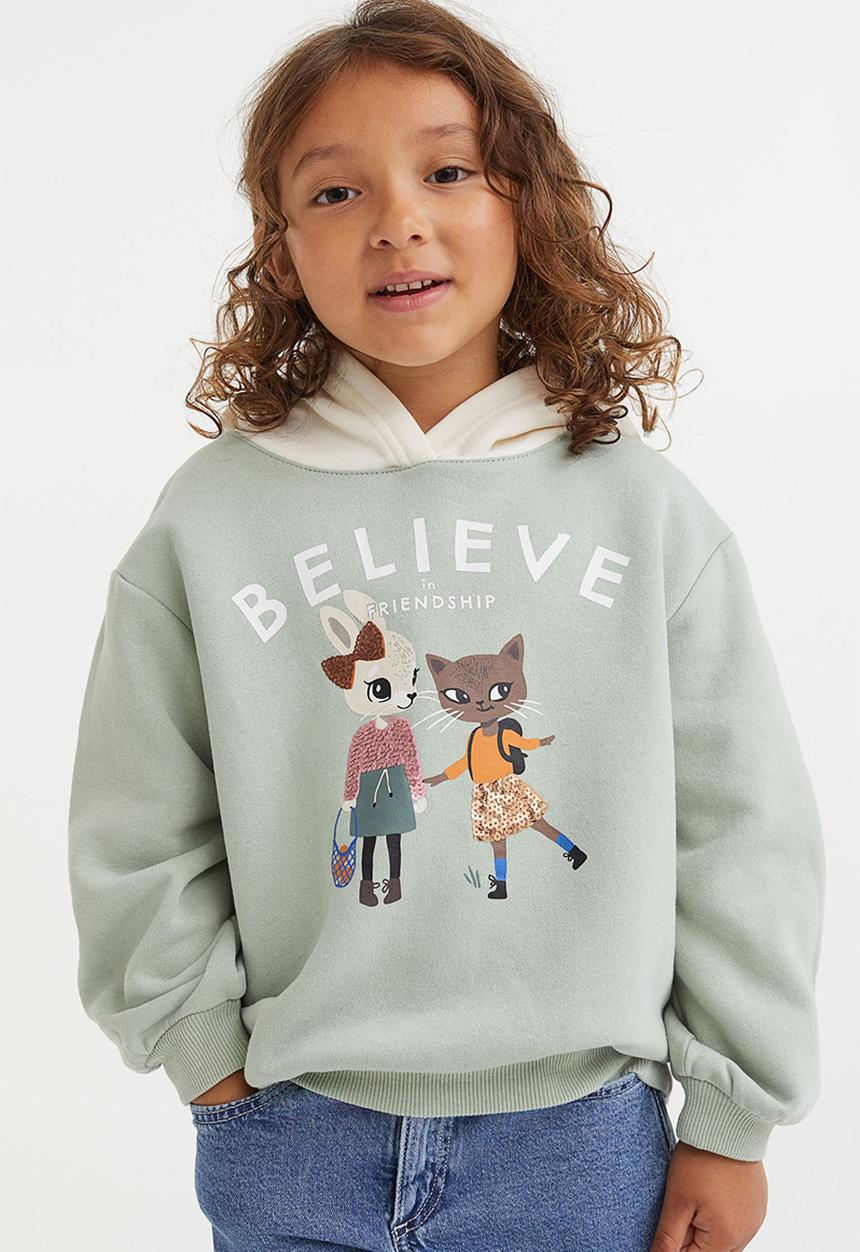 H&M - Printed hoodie - light green/believe