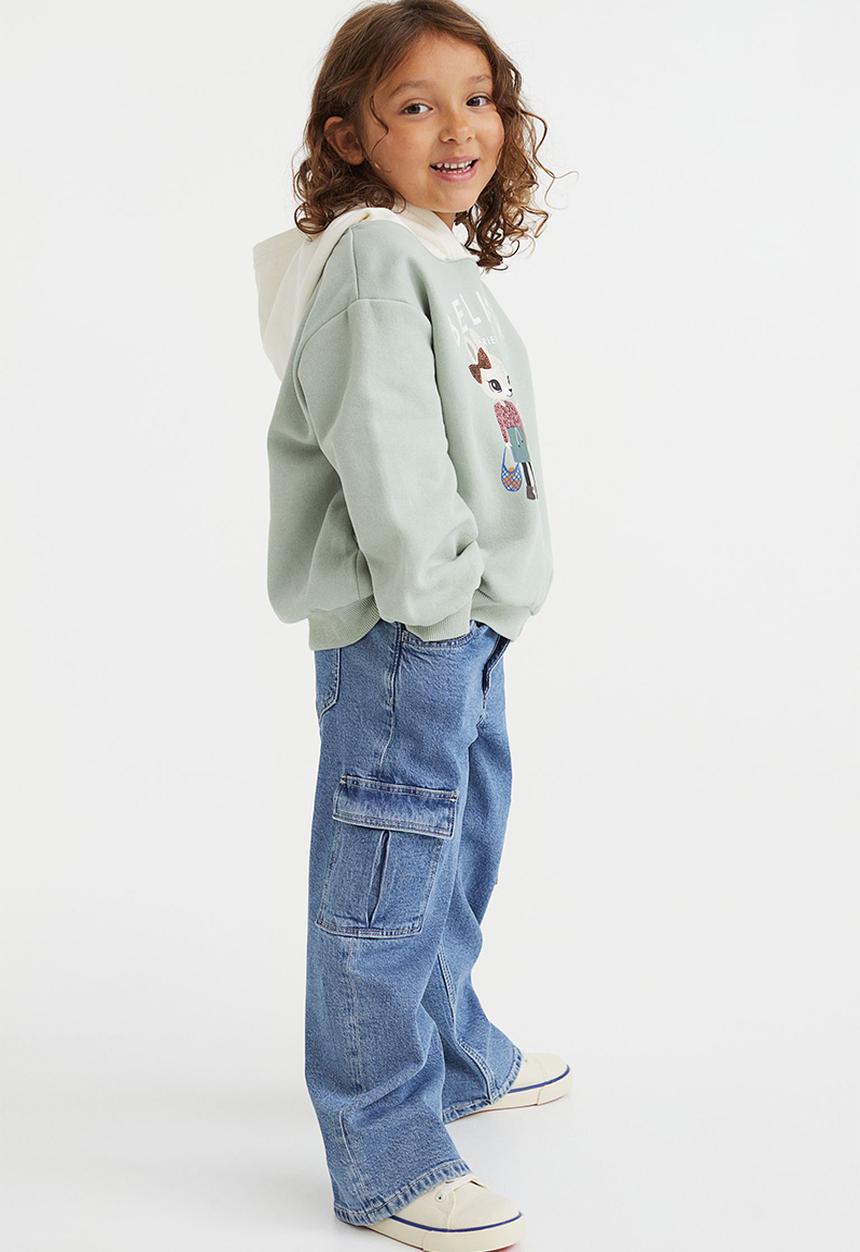 H&M - Printed hoodie - light green/believe