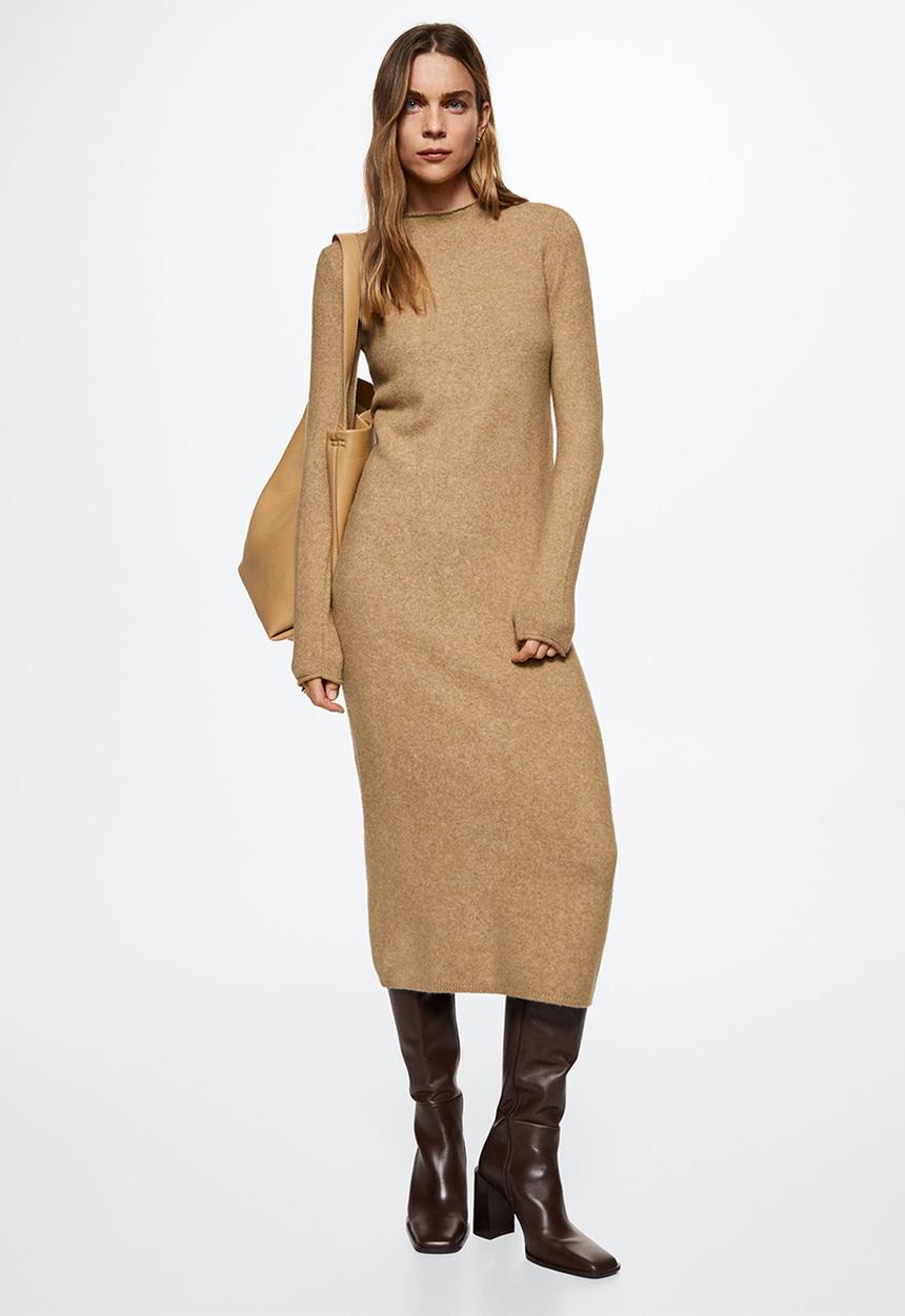 MANGO - Dress seeds - medium brown