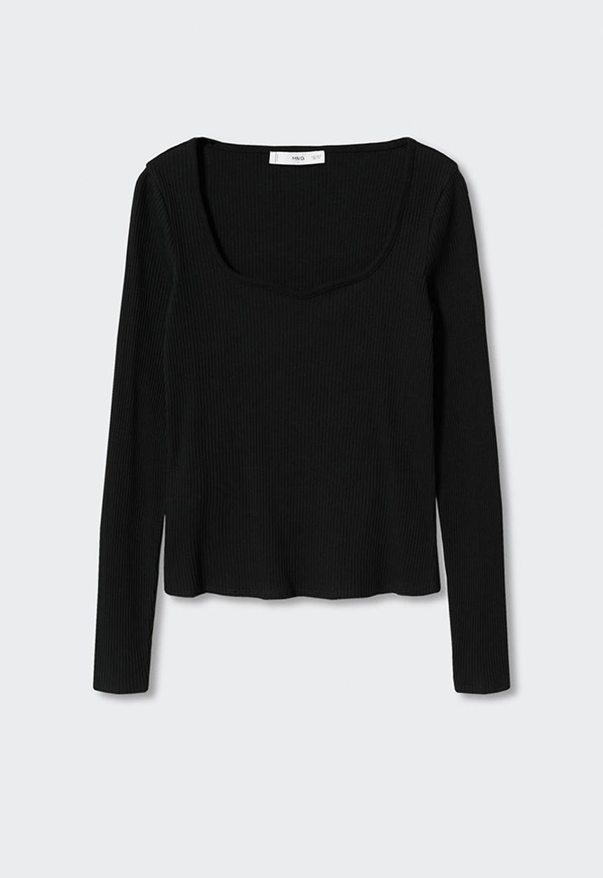 MANGO - T-shirt cuore - black