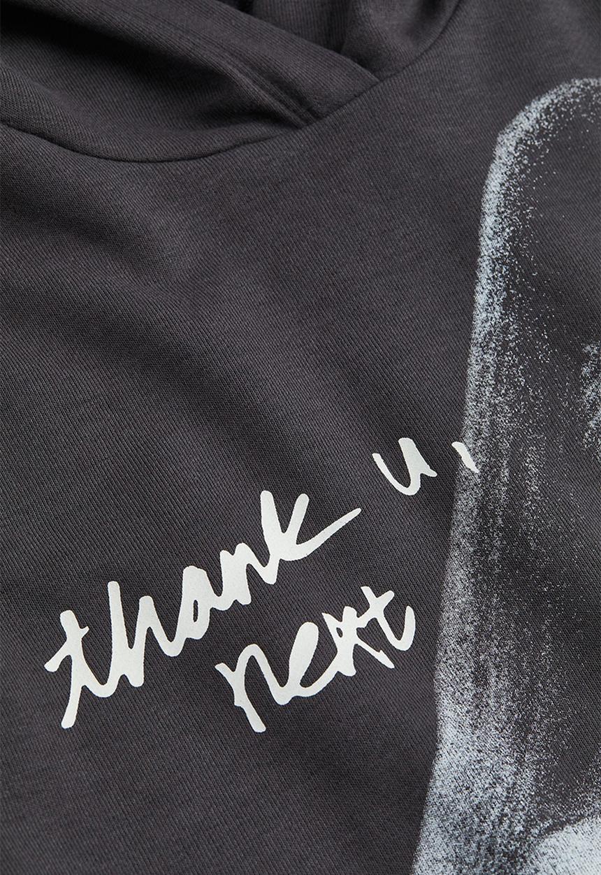 H&M - Oversized printed hoodie - dark grey/ariana grande
