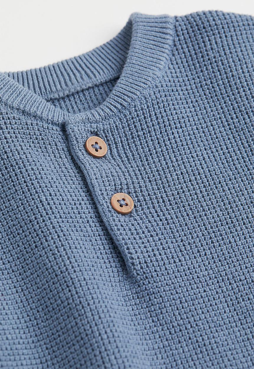H&M - Waffle-knit henley top - blue
