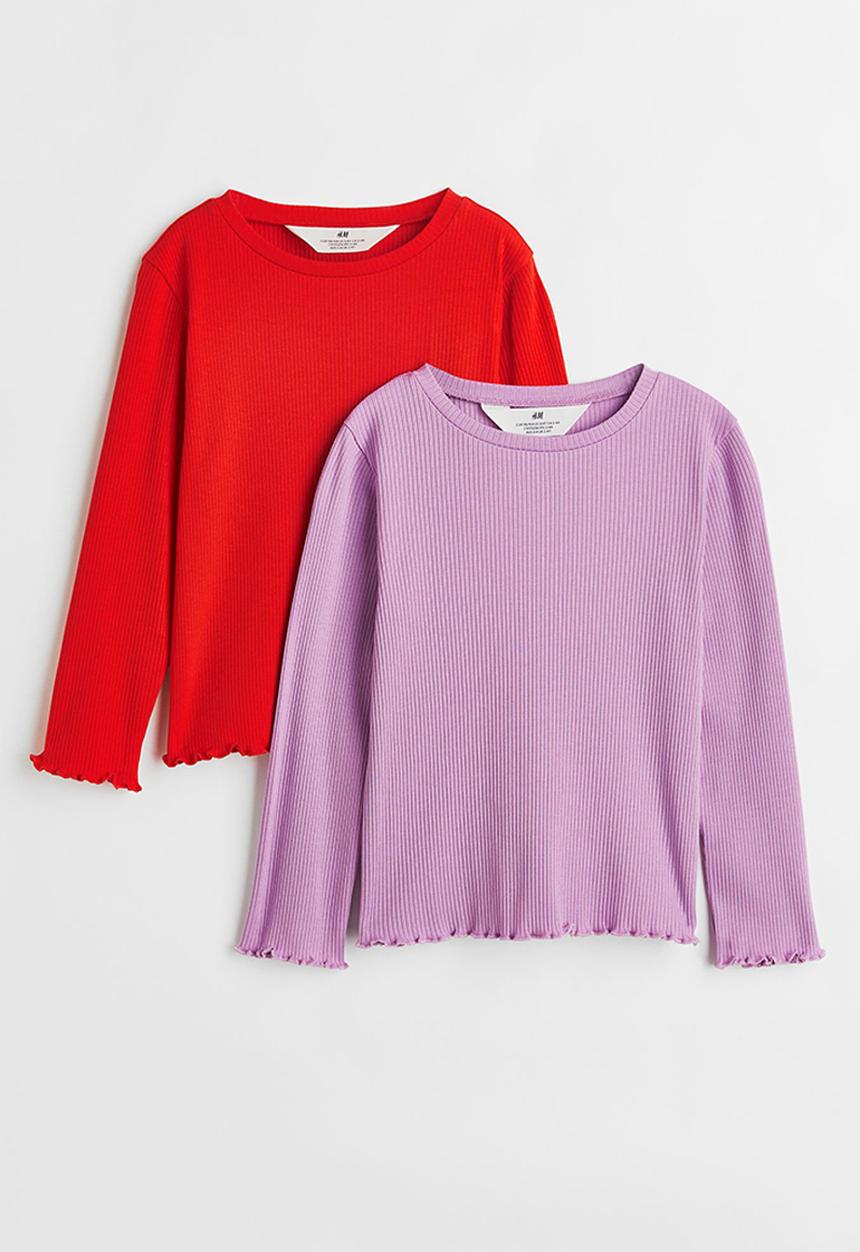 H&M - 2 Pack ribbed tops - purple & red