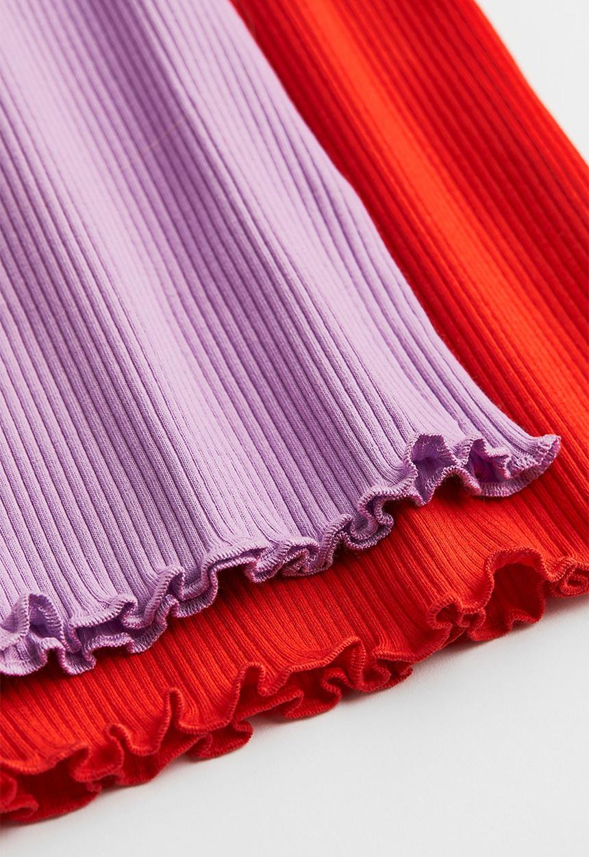 H&M - 2 Pack ribbed tops - purple & red