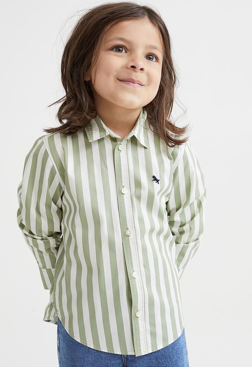 H&M - Cotton shirt - light green/striped