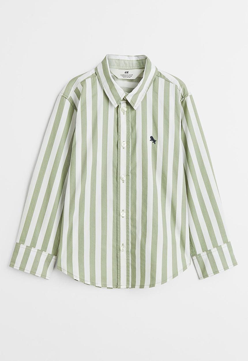 H&M - Cotton shirt - light green/striped
