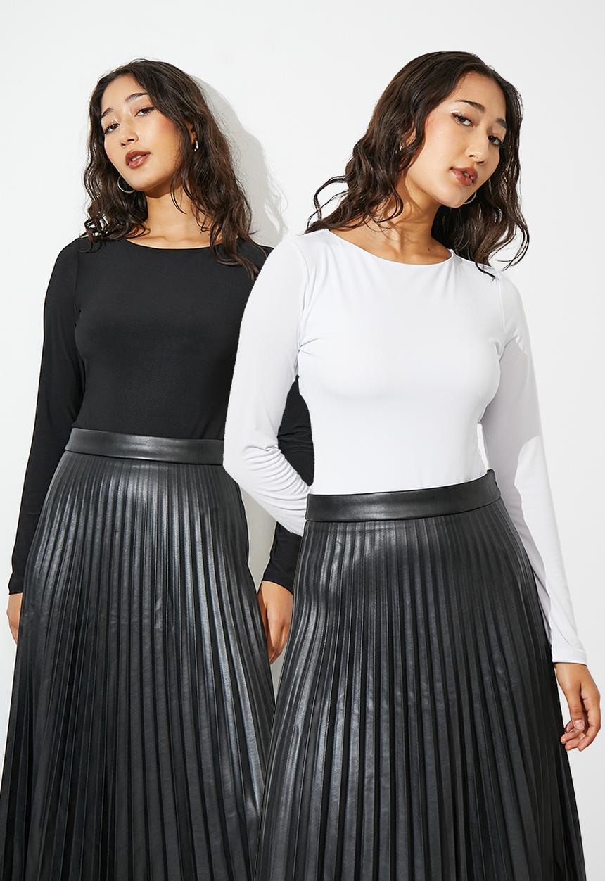 Superbalist - 2 Pack ls boat neck bodysuit - black & white