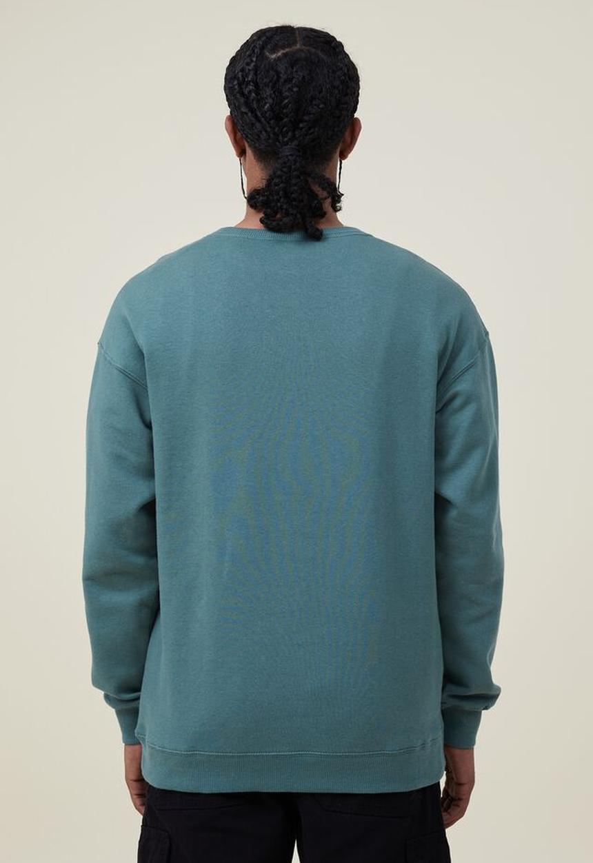 Cotton On - Smiley crew fleece - lcn smi wash forest/smiley 
