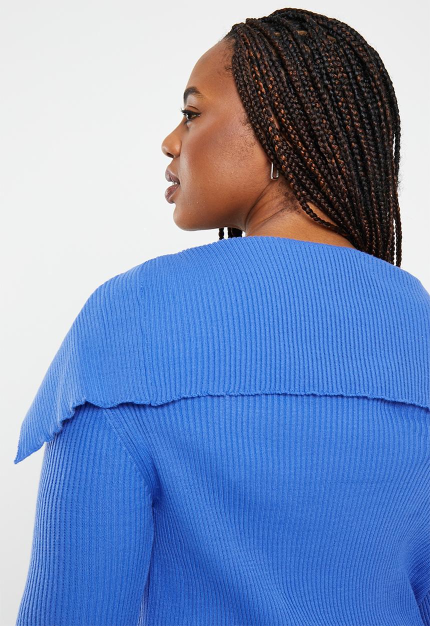 Trendyol - Plus off shoulder knit top - blue