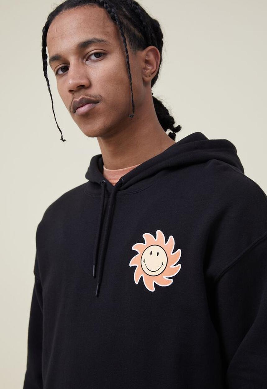 Cotton On - Smiley fleece pullover - lcn smi black/smiley 