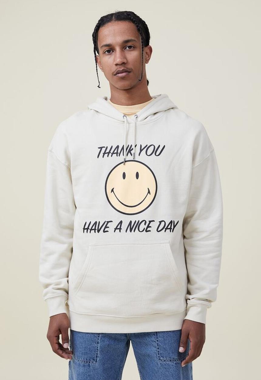 Cotton On - Smiley fleece pullover - lcn smi ecru/smiley 