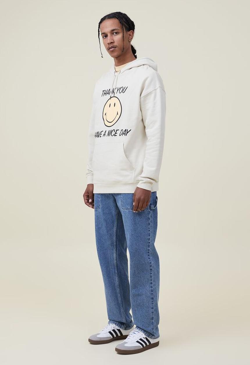 Cotton On - Smiley fleece pullover - lcn smi ecru/smiley 