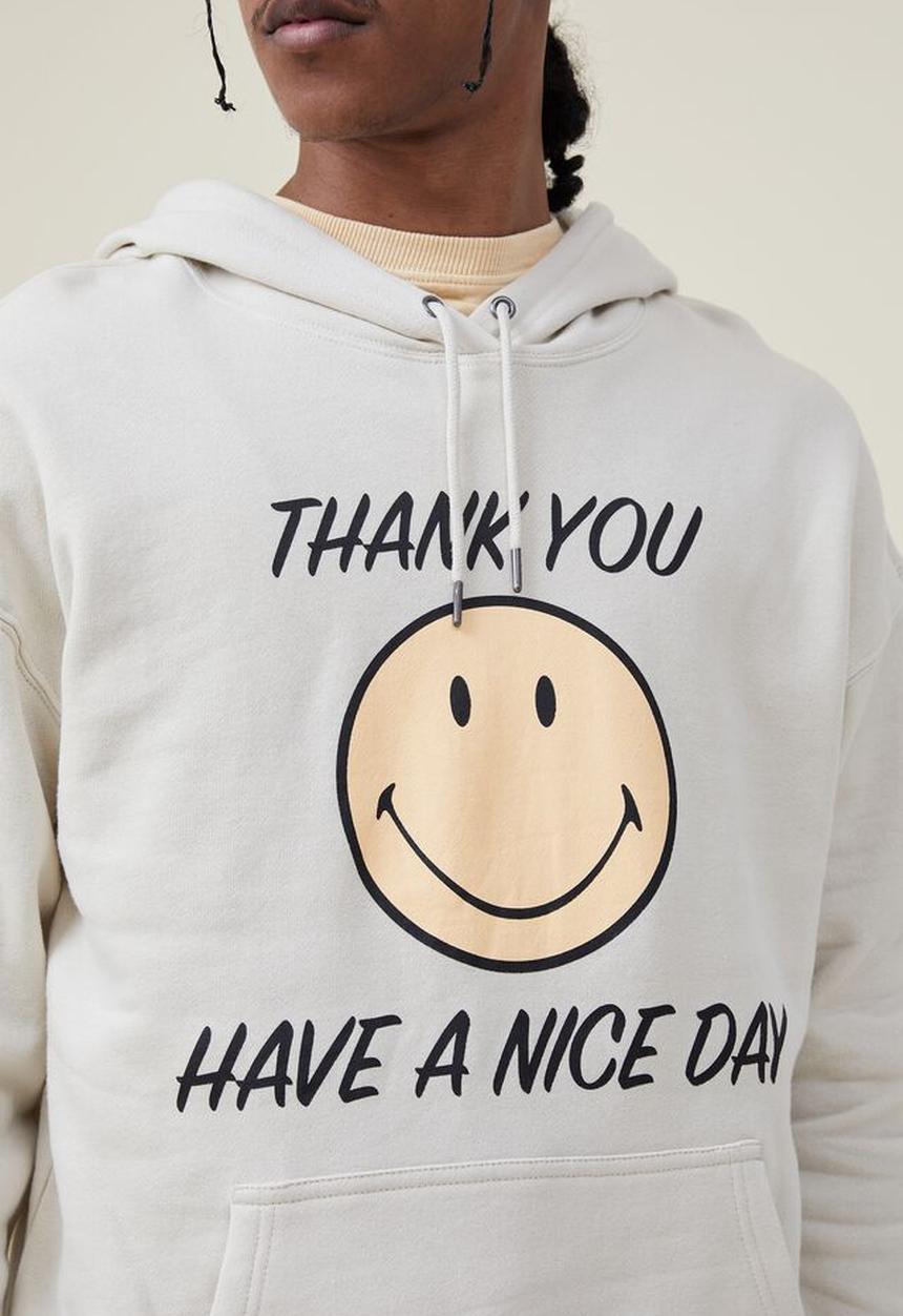 Cotton On - Smiley fleece pullover - lcn smi ecru/smiley 