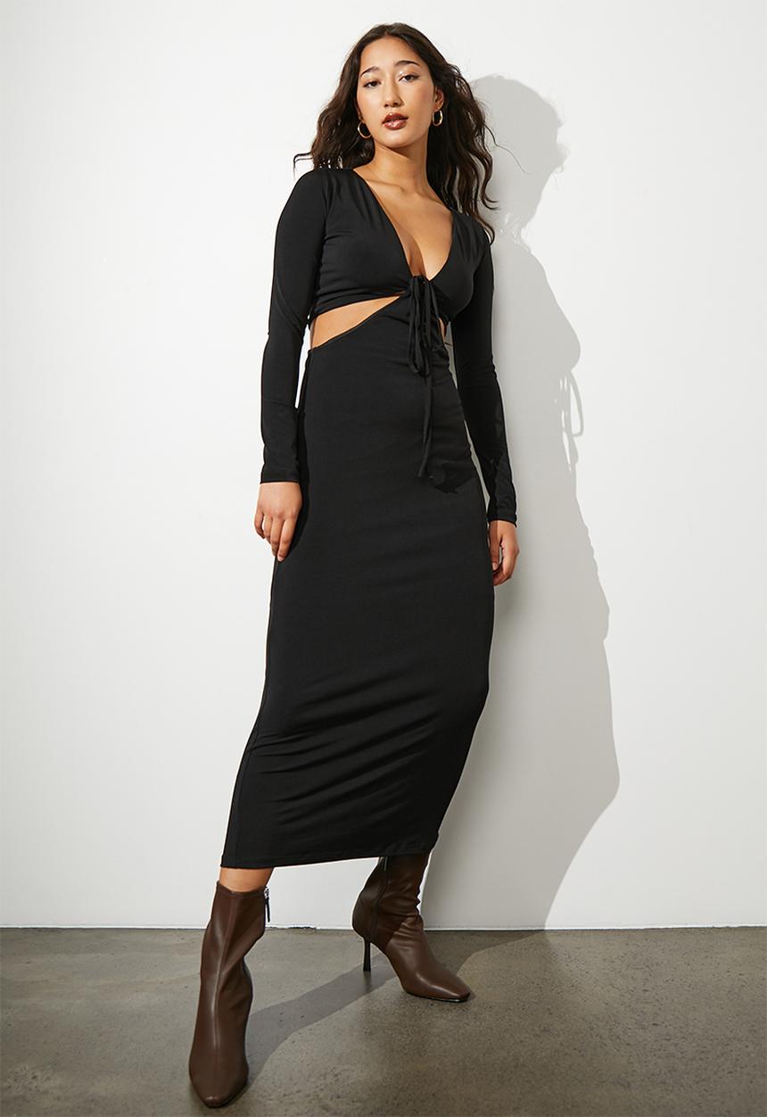 Superbalist - Power shoulder column dress - black