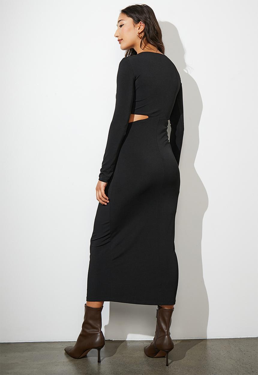 Superbalist - Power shoulder column dress - black
