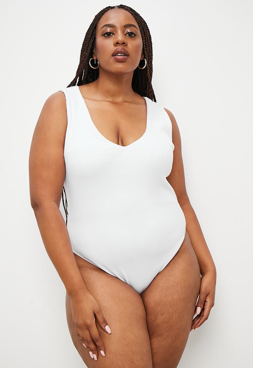 Superbalist - Double v rib bodysuit - white