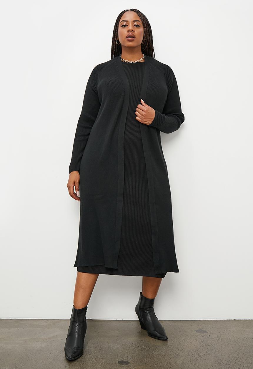 Superbalist - Fine rib midi cardigan - black