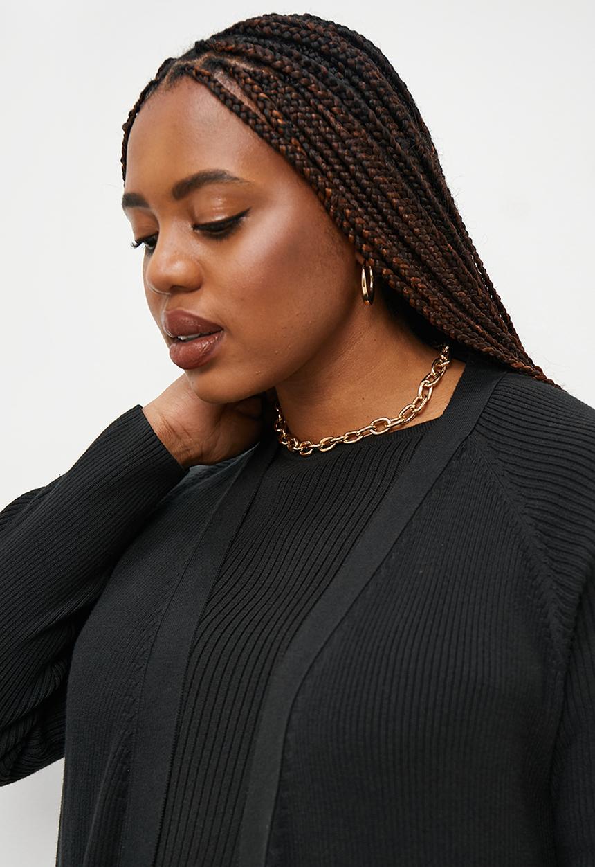 Superbalist - Fine rib midi cardigan - black