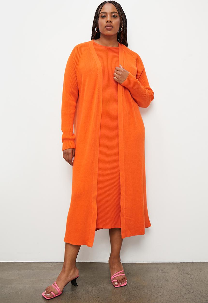 Superbalist - Fine rib midi cardigan - tangerine