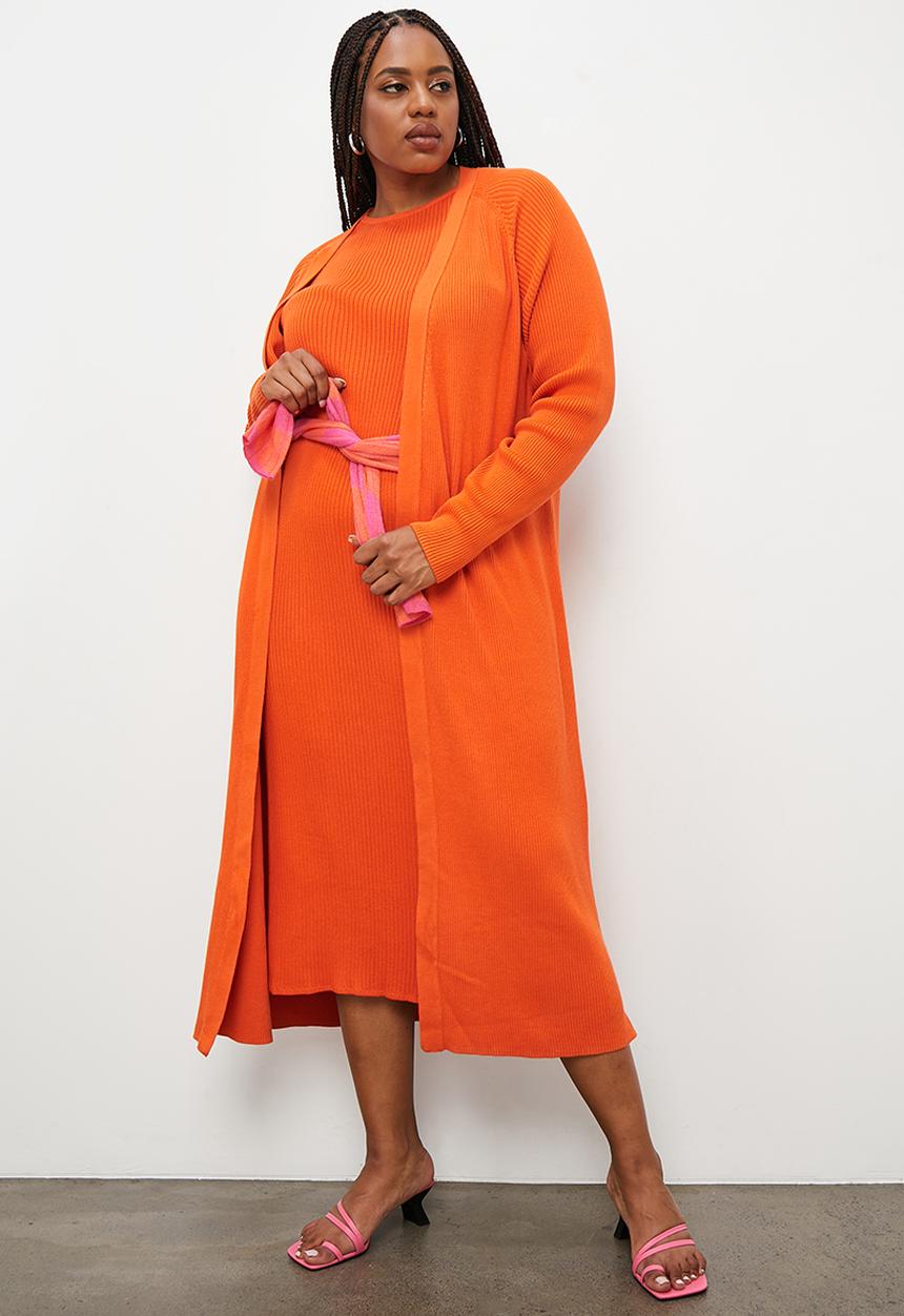 Superbalist - Fine rib midi cardigan - tangerine