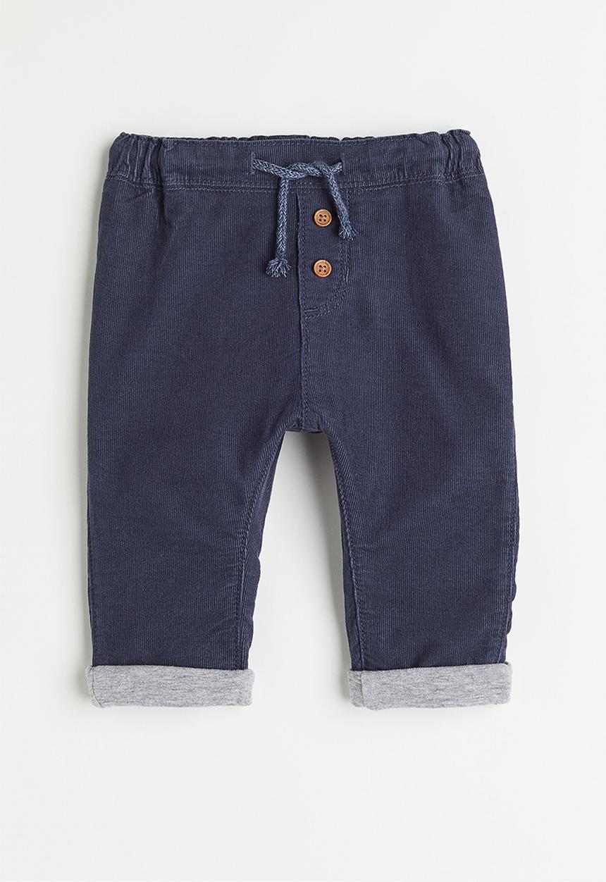 H&M - Fully lined corduroy trousers - navy blue