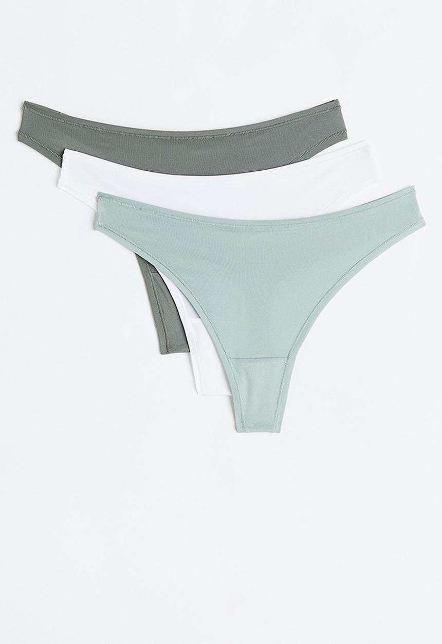 H&M - 3 Pack microfibre thong briefs - multi 