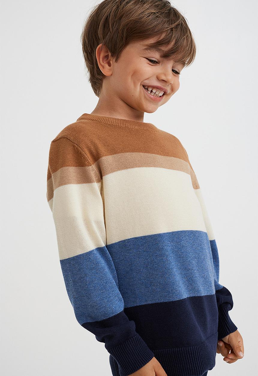 H&M - Jacquard-knit cotton jumper - dark beige/block-coloured