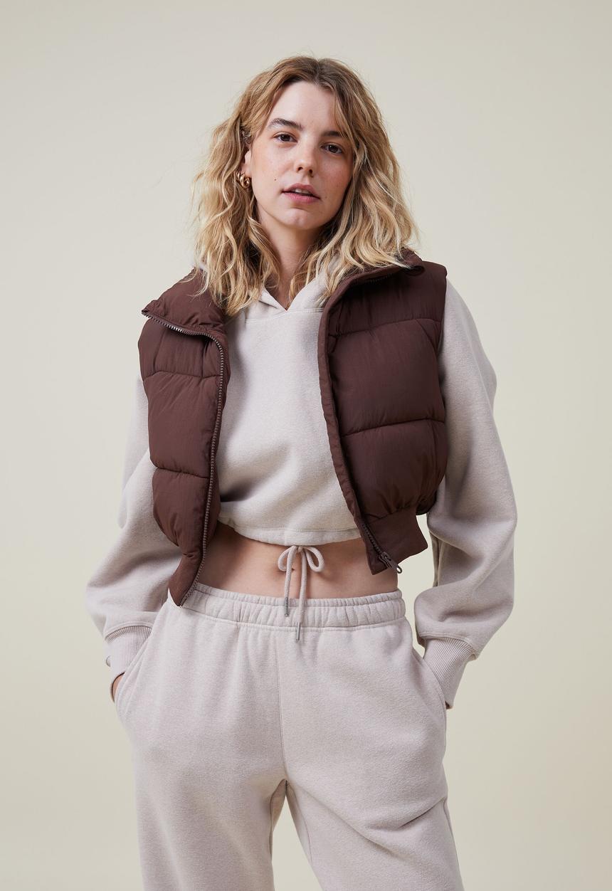 Cotton On - Cropped puffer vest - cedar brown