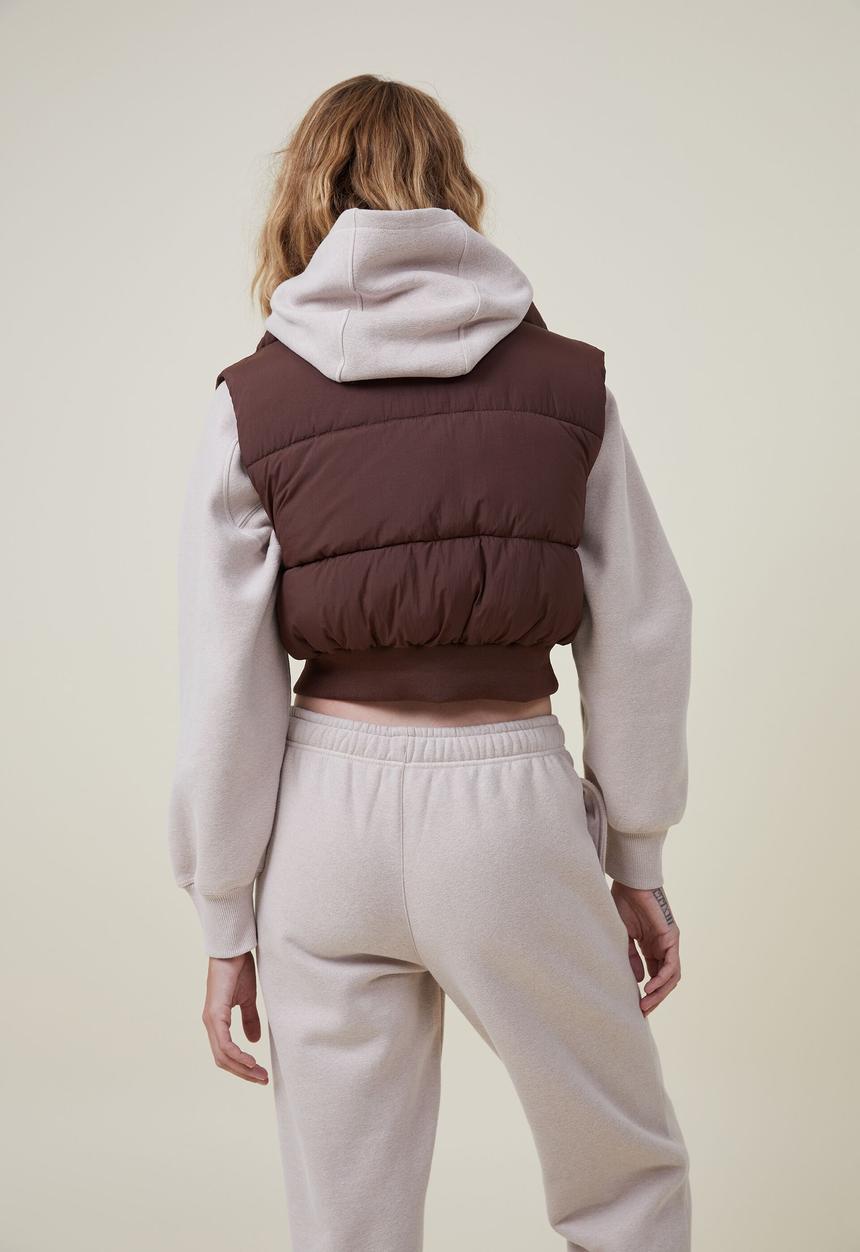 Cotton On - Cropped puffer vest - cedar brown