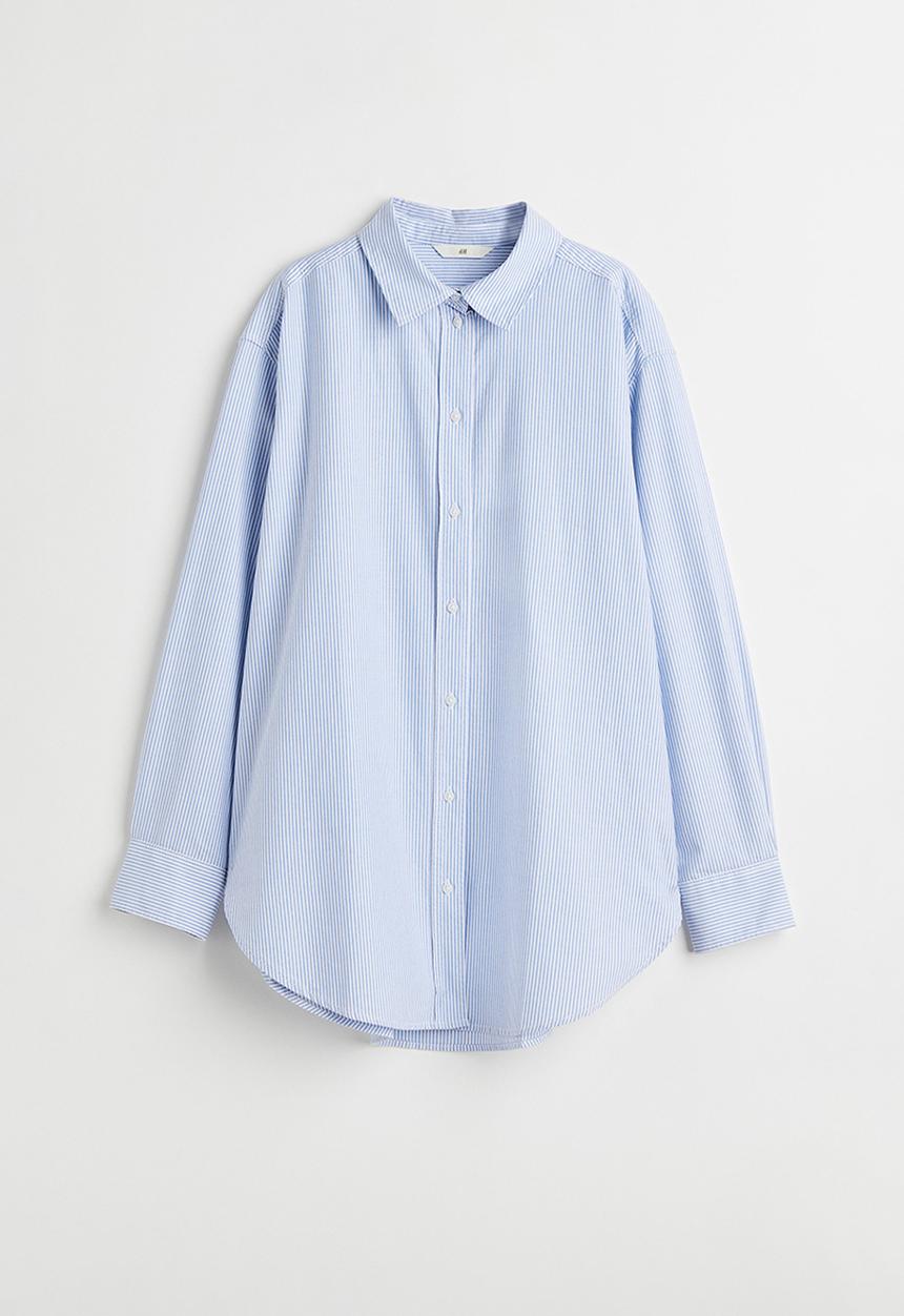 H&M - Oxford shirt - light blue/striped