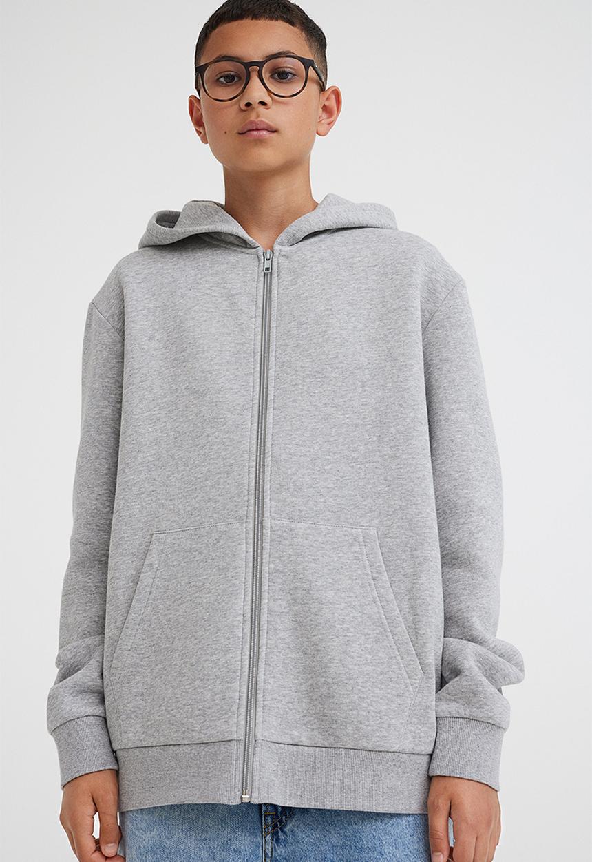 H&M - Zip-through hoodie - light grey marl