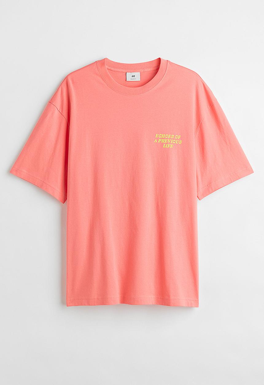 H&M - Relaxed fit cotton T-shirt - pink/echoes