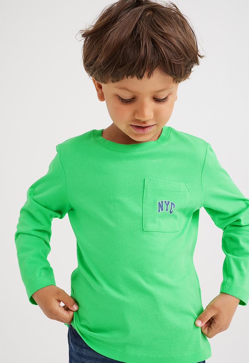 H&M - Pocket-detail jersey top - bright green/nyc