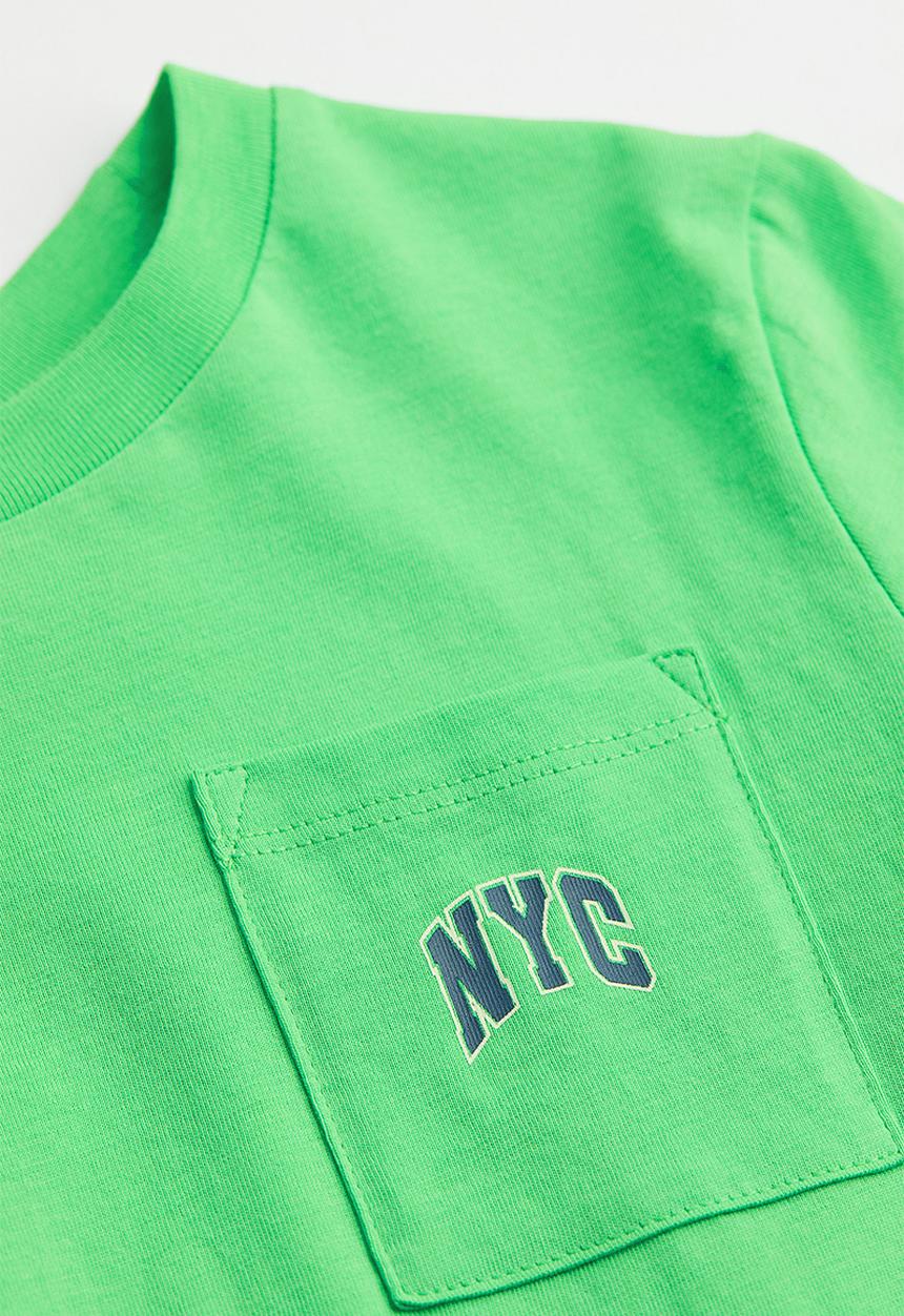 H&M - Pocket-detail jersey top - bright green/nyc